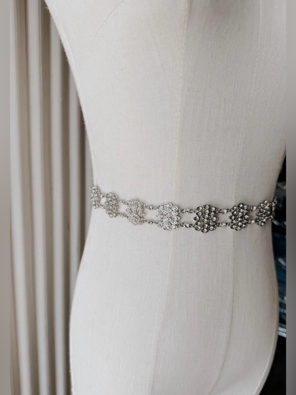 Untamed Petals Rhinestone Crystal Silver Bridal Belt